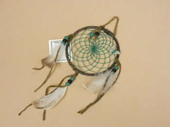 Native American Green Web Dreamcatcher  4"