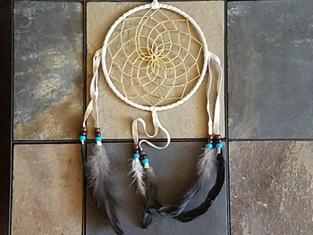 Native American White Dreamcatcher - 6"