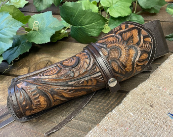 Hand Tooled Western Leather Holster 10" -Right Handed (h8)