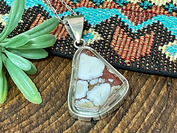 Native American Silver Pendant Necklace 20" -Navajo