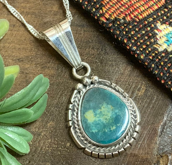 Native American Silver Pendant Necklace 20"
