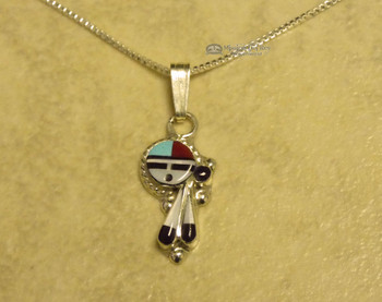Native American Silver Pendant Necklace 20" -Zuni