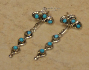 Native American Zuni Silver and Turquoise Earrings
