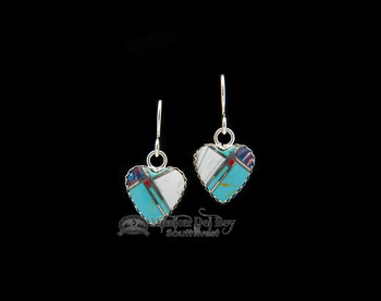 Native American Navajo Inlaid Silver Earrings