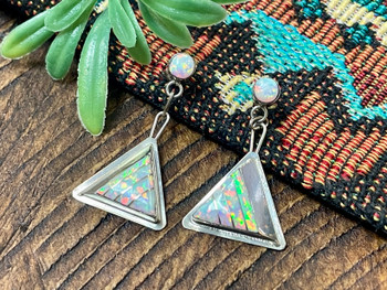 Zuni Indian Inlay Opal Earrings