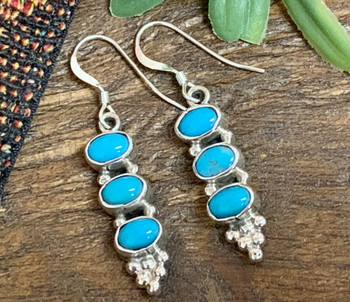 Native American Silver & Turquoise Earrings -Navajo