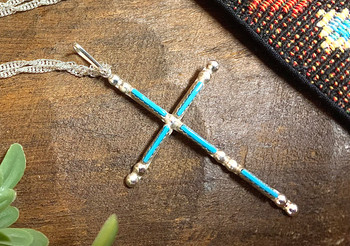 Silver Turquoise Cross Necklace