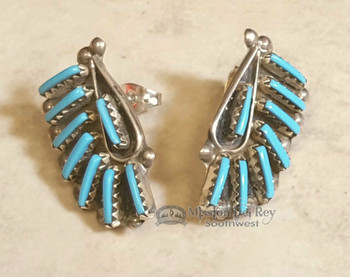 Navajo Turquoise Needle Point Earrings