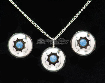 Navajo Silver Necklace Pendant & Earrings 20"