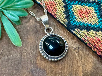 Southwest Sterling Silver Pendant & Chain -Round