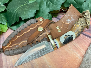 Custom Elk Antler Knife & Sheath