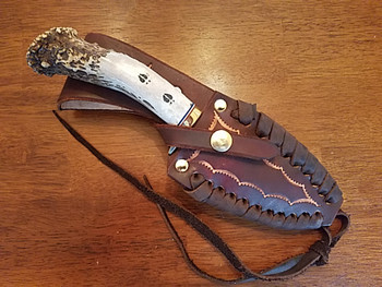 Elk Antler Handled Knife & Sheath