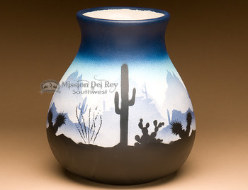 Native American Navajo Pottery Vase-Sonora Desert Blue