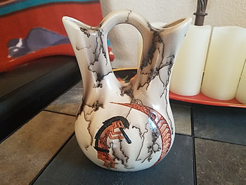 Etched horse hair wedding vase -Kokopelli