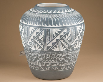 Etched Native American Acoma Pueblo Vase 12" (76)