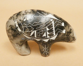 Navajo Etched Horse Hair Pottery Bear