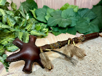 Native American Rawhide Rattle - Turtle