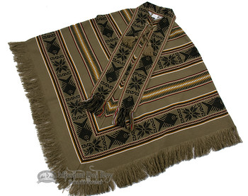 Otavalo Indian Woven Poncho -tan (p4)