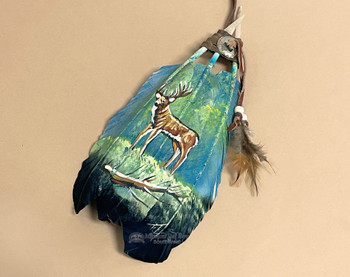 Hand Painted Feathers -Deer