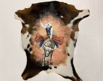 Painted Goat Hide -Bull Rider