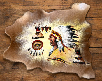 Hand Painted Western Cow Hide - Native Life