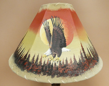 Painted Leather Lamp Shade 16" -Sunset Eagle