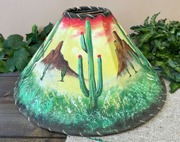 20" Painted Leather Lampshade -Cacti