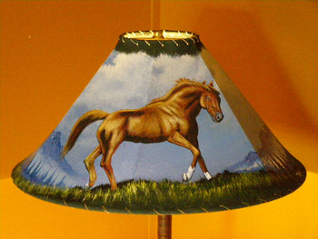 20" Painted Leather Lamp Shade -Chestnut Pony