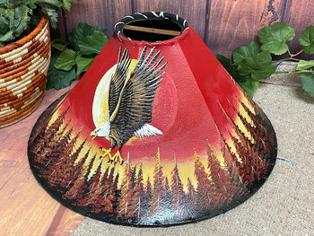 20" Painted Leather Lamp Shade -Sunset Eagle