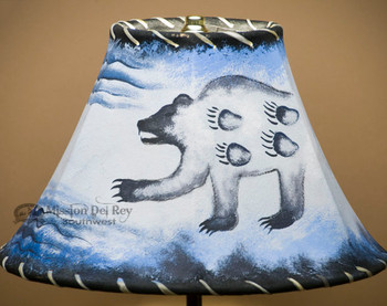 Painted Leather Lamp Shade - 12" -Spirit Bear