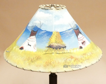 Painted Leather Lamp Shade 20" -Indian Village
