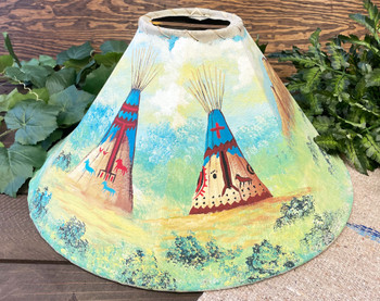 Painted Leather Lampshade 20" -Teepees