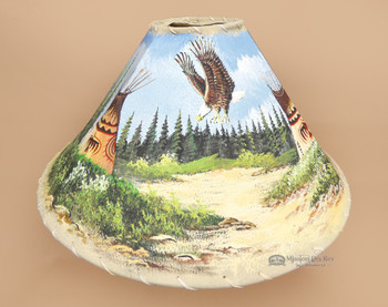 Painted Leather Lamp Shade 20" -Eagle Village
