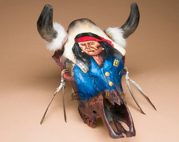 Hand Painted Western Steer Skull -Army Scout