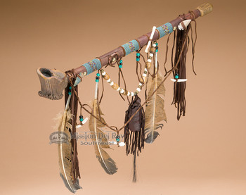 Native American Navajo Beaded Antler Pipe