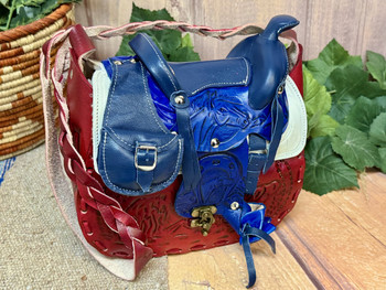Hand Tooled Leather Saddled Purse