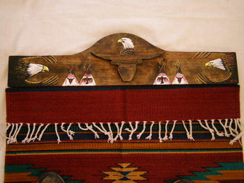 Painted Rug Hanger - Longhorn with Indian Village