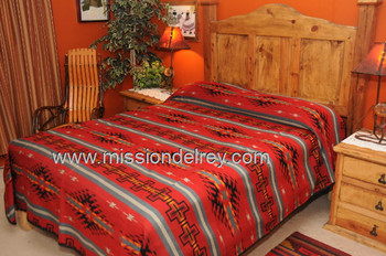 Woven bed spread featuring an outstanding southwestern or western design.