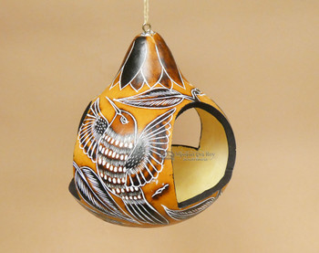 Hand Carved Andean Gourd Bird Feeder