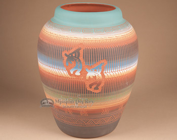 Navajo Indian Pottery Vase 13" -Kokopellis (T25)