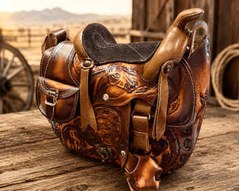 Rustic Vintage Leather Saddle (1bc66) - Mission Del Rey Southwest LLC