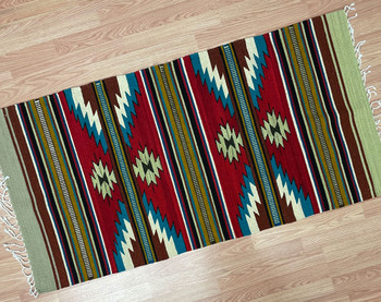 Zapotec Indian Wool Rug 30"x60"