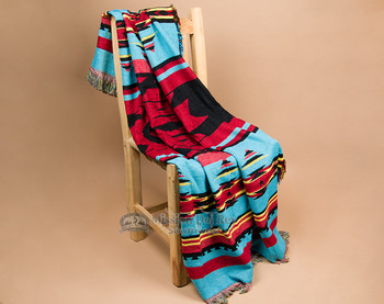 Designer Pueblo throw blanket -turquoise