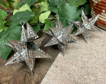 3 Piece Tin Star Ornament Set