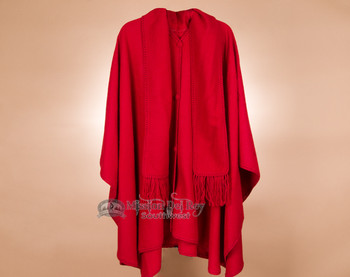 100% Brushed Alpaca Cape with Scarf - Red