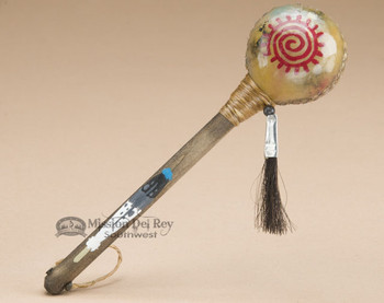 Navajo Rawhide Rattle - Healing Spiral Sun