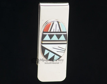 Southwestern Zuni Money Clip - Inlaid Stones