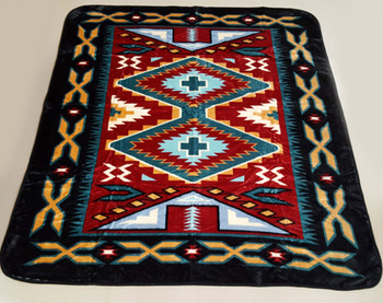 Luxury Plush Southwest Design Blanket -Navajo Red