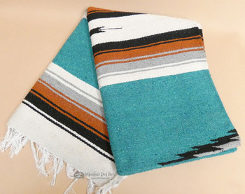 Woven Southwestern Diamond Blanket 5x7 -Turquoise
