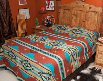 Southwestern Chevron Bedspread Rust -Front  (queen shown for display)